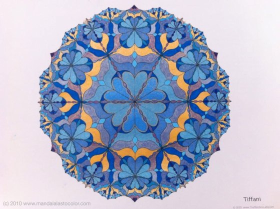 Tiffani Mandala - Design by TheMandalaLady.com, Coloring by Celia