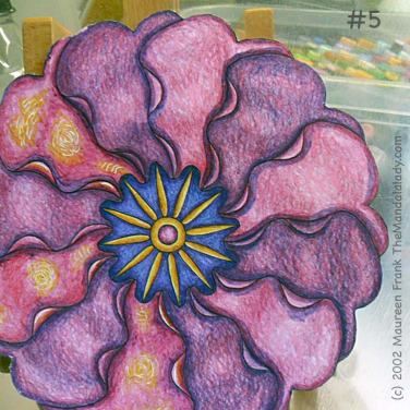 Primrose #2 Day 1: 5 - add blue shading to pink petals on right