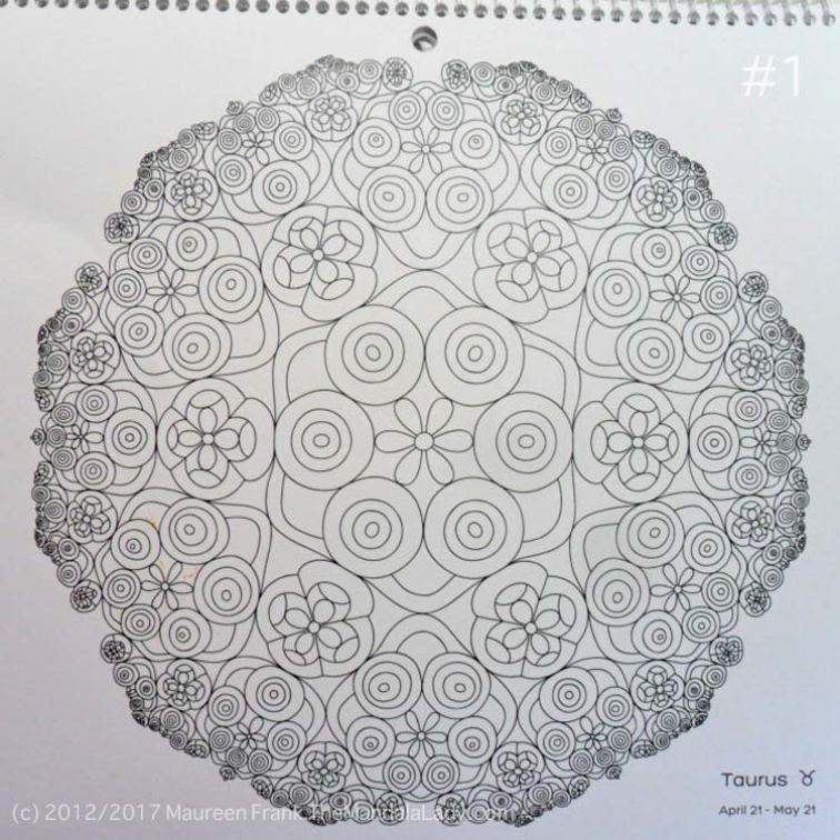 Astrological Sign of Taurus - Mandala to Color - Hyperbolic Tessellation