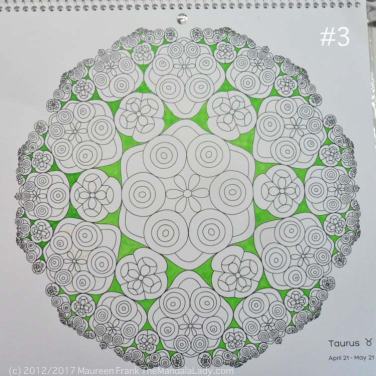 Astrological Sign of Taurus - Mandala to Color - Hyperbolic Tessellation - green