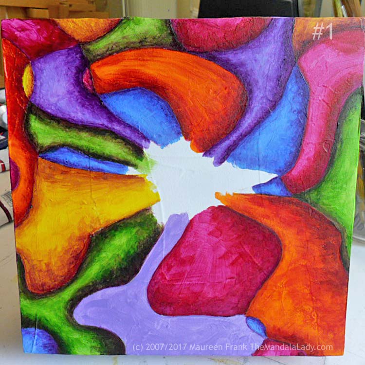 Bohemian Sunset Mandala - abstract art - doodle mandala - yellow - orange - red - blue - green - purple